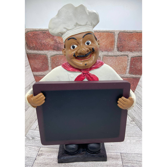 Chef Figurine holding Menu Chalkboard‎ - Picture 1 of 11
